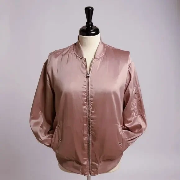 Satin Bomber Jacket (Dusty Pink) Size 10 / Medium - Picture 1 of 8